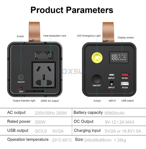 For 220v Fuente Alimentación Emergencia Portátil Gran