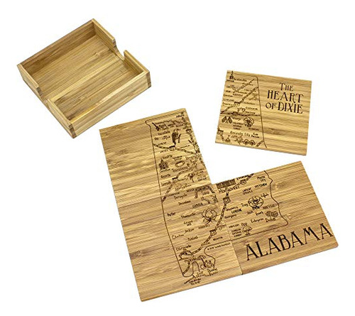 Totally Bamboo Alabama State Puzzle Juego De Posavasos De Ba