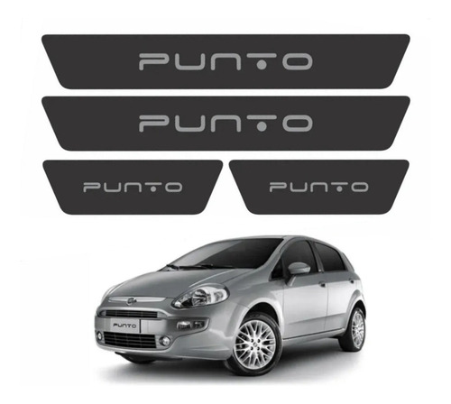 Kit Adesivos Soleira Preto Rugoso Para Fiat Punto 20756
