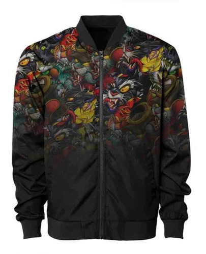 Chamarra Bomber Jacket Hombre Negro Ed