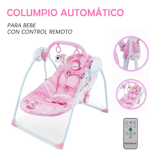 Silla Mecedora Para Bebes Columpio Control Remoto Mosquitero Rosa