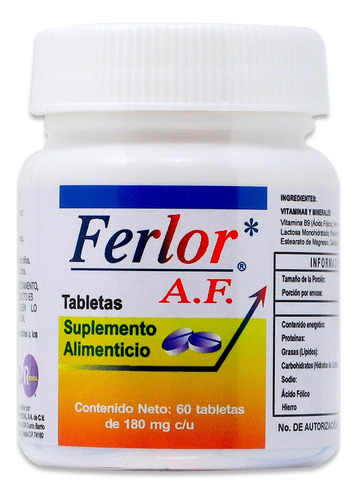 Ferlor Af, 60 Tabletas De 180 C/u, Solar Sabor Sin Sabor