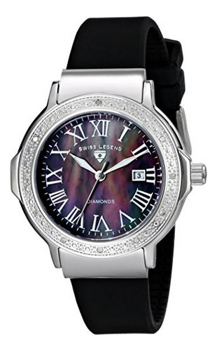 Reloj Negro Con Diamantes  South Beach Para Mujer