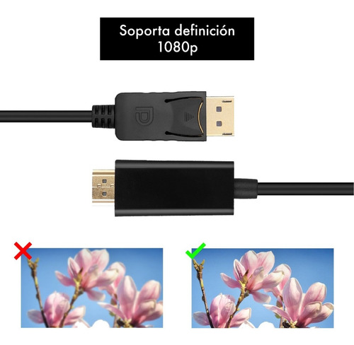 Imagen 3 de 10 de Cable Adaptador Displayport A Hdmi - Full Hd 1080p