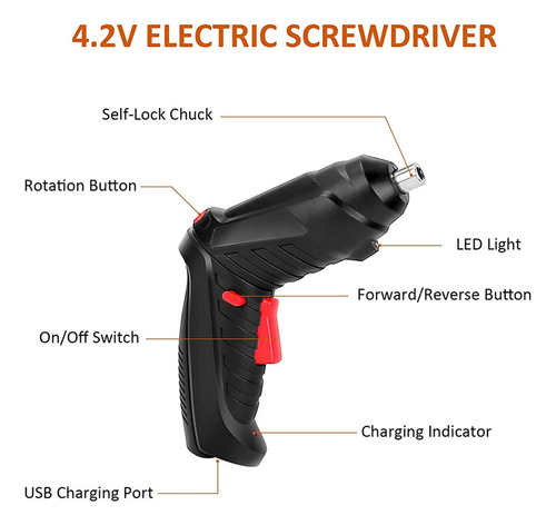 Mini Destornillador Eléctrico Recargable De 90° -180° Con Ma