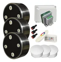 Comprar Iluminacion Pileta Hormigon Kit 3 Luces Led Sumergibles Hidroled 16w Rgb Y Blanco De Acero Inox. Macizo 316 Con Controlador Rgbw Transformador Cajas De Pase Estancas Listo Para Instalar