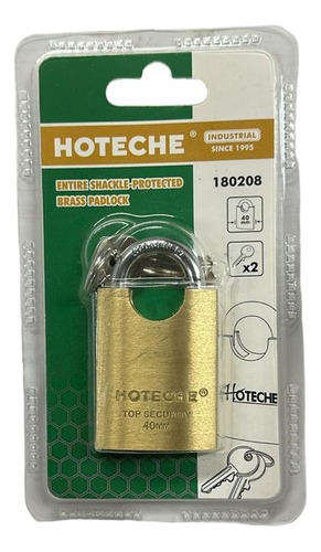 Candado De Seguridad Con 2 Llaves 40mm Hoteche