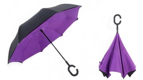 Guarda Chuva Invertido Roxo Dupla Camada