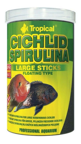 Ração P/ Peixe Cichlid Spirulina Large Sticks Tropical 300g