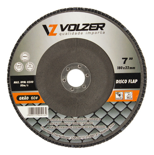 Disco Lixa Flap 7 Polegadas Volzer Grão 60