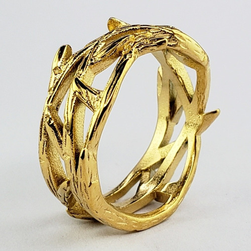 Pu Anillo Corona De Espinas Dorado Acero Inoxidable Unisex