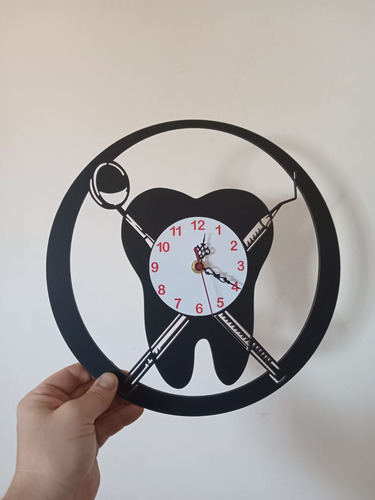 Reloj De Odontología Negro Blanco