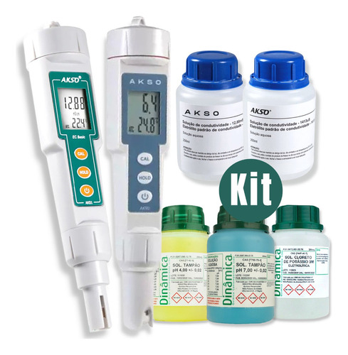 Kit Hidroponia: Phmetro + Condutivimetro + Soluções