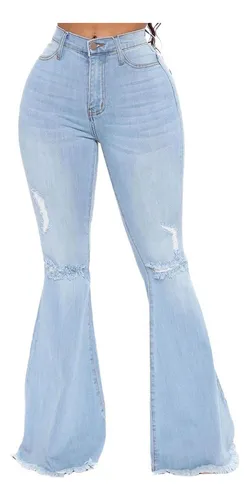 Pantalones campana azul y blanco new arrivals