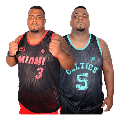 Kit 2 Regatas Basquete Masculino Plus Size Celtics E Miami