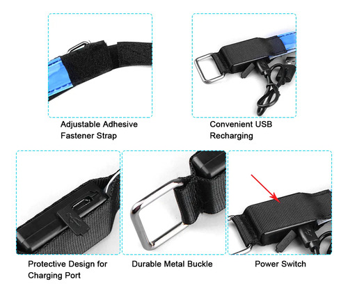 Brazalete Led Recargable Usb Para Correr De Noche O Andar En