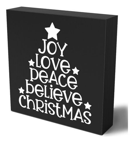 Divertida Caja Madera Navidad Letrero Texto Ingl «joy Love 5