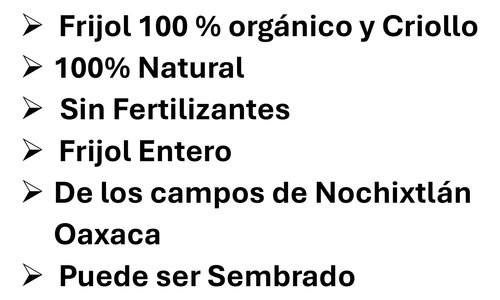 10 Kilos Frijol Orgánico Criollo Oaxaca Nochixtlán Mixteco