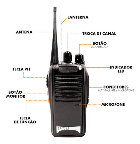Kit 4 Walk Talk Radio Comunicador Baofeng Bf-777s