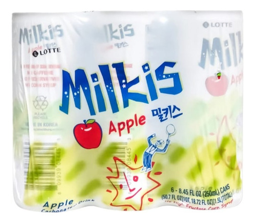 Lotte Bebida Milkis Sabor Manzana Pack 6pzs 250ml C/u