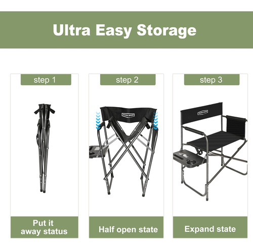 Silla De Directores De Camping Plegable Con Mesa Auxiliar