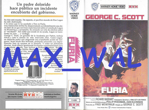 Furia Vhs George C. Scott Martin Sheen Rage 1972 Vhs Nuevo