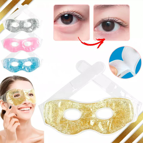 Antifaz De Gel Frio Con Glitter Relax Para Ojeras Ajustable Surtido