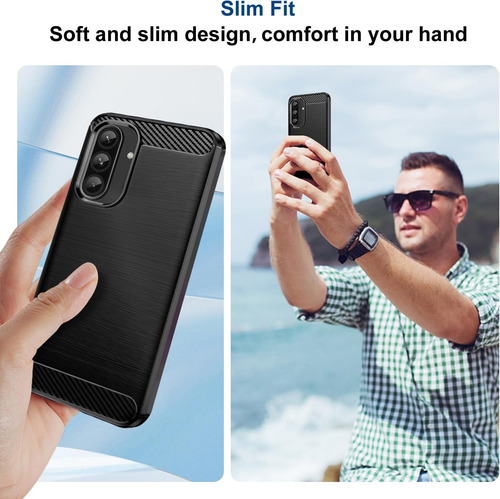 Funda Tpu Fibra De Carbono Compatible Con Samsung A56 Negro Textura Fibra De Carbono