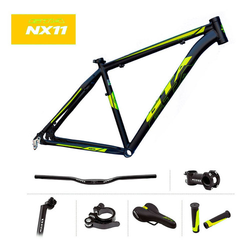 Kit Quadro Gta Nx11 19 Aro 29 Completo  Preto/amarelo Neon