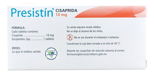 Presistín Cisaprida 10 Mg C/30 Tabletas Maver