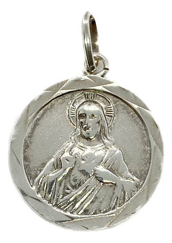 Dije Medalla Corazón De Jesús Plata 925 