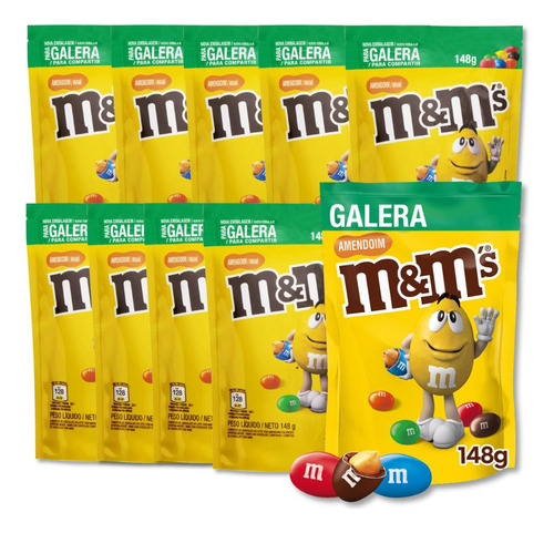 M&ms Amendoim E Chocolate Mars Kit 10 Unidades De 148g