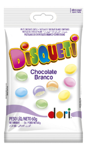 Disqueti Dori (caixa Com 16 Pacotes De 60g) Chocolate Branco