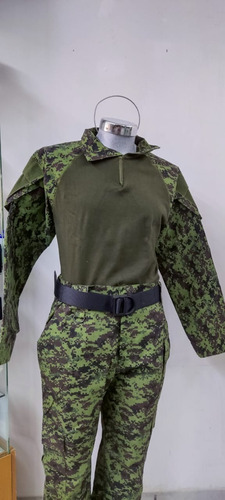 Traje Táctico Verde Pixel Camisa Pantalón Cinto Talla 44