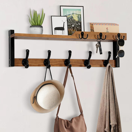 Perchero De Pared Con Estante 4 En 1, Ganchos Para Abrigos D