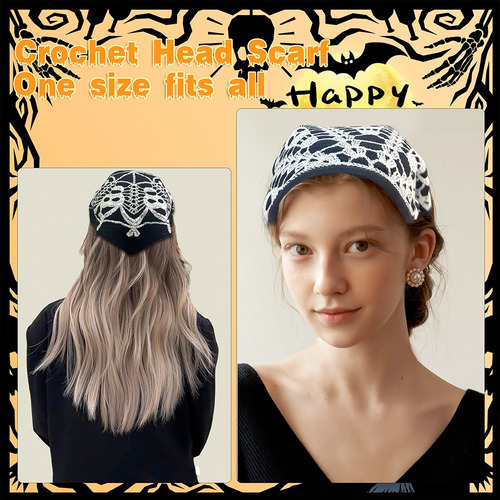 Pañuelo De Crochet Para Mujer, Diadema Con Telaraña