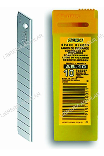 Repuesto De Cutter Angosto 9mm Olfa Ab-10 Caja X 10un Japon