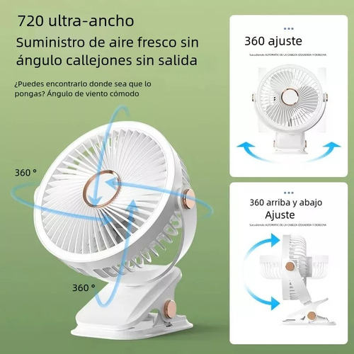 Mini Ventilador De Clip Portátil Recargable Ajustable 360°