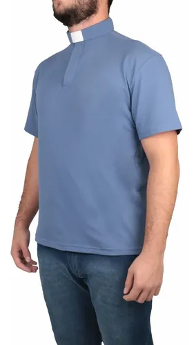 comprar Camisa Para Diácono - Polo Clerical Azul Aço Ref.: 220