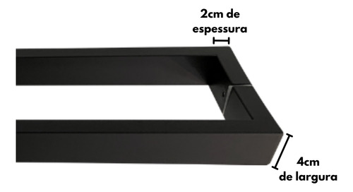 Barra Retangular Aço Inox 304 82cm 40x20 Preto 820x800mm