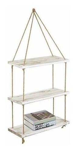 Estantes De Cuerda Colgante De Madera Encalada Shabby Chic D