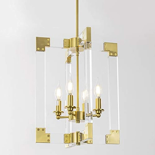Lámpara Colgante De Oro, 4 Luces, Moderna, Acabado De Latón