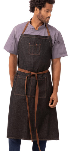 Chef Works Unisex Memphis Chefs Bib Delantal, Negro, Talla Ú