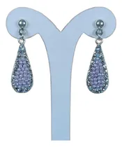 Comprar Aros Gota Con Micro Perlas Moradas Plata Ley 925