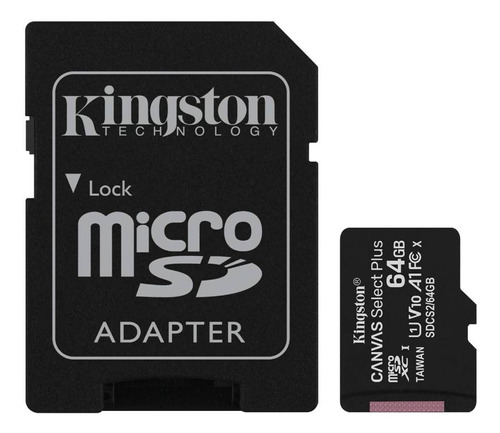 Cartão De Memória Microsd 64gb + Adaptador Canvas Kingston