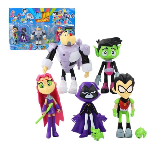  Set X 5 Figuras Jovenes Titanes Juguete Teens Titans