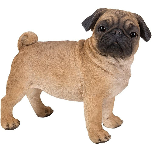 Realista Tamaño Natural Pug Estatua Escultura Detallada Ojos