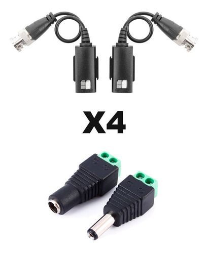 Imagen 1 de 4 de 4 Pares De Video Baluns Y 4 Pares De Conectores De Corriente