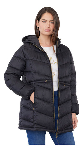 Parka Mujer Hoodie Negro Corona