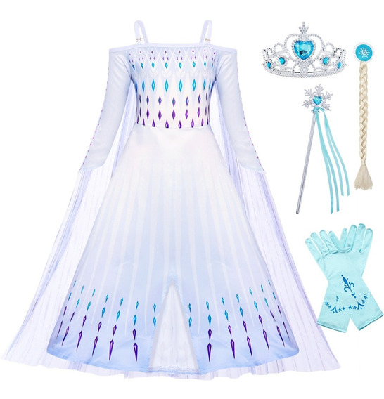 Vestido Elsa Para Frozen 2 Navidad Disfraz Niña Accesorios | Meses sin  intereses
